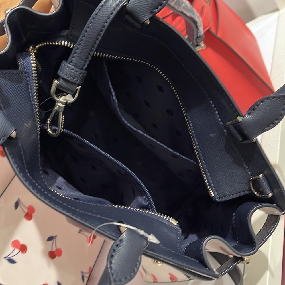 Kate Spade Staci Dancing Cherrie Medium Satchel Cream Multi - Picture 13 of 16